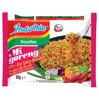 Indomie Mi Goreng Instant Stir Fry Noodles, Halal Certified, Hot & Spicy/Pedas Flavor (Pack of 30), 2.82 Ounce (Pack of 30)