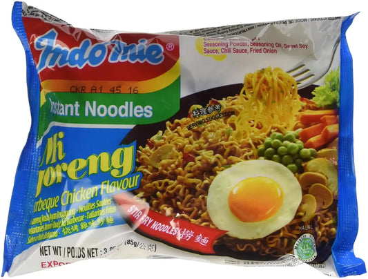 Indomie Instant Fried Noodles BBQ Chicken Flavor for 1 Case (30 Bags), 89 Ounce
