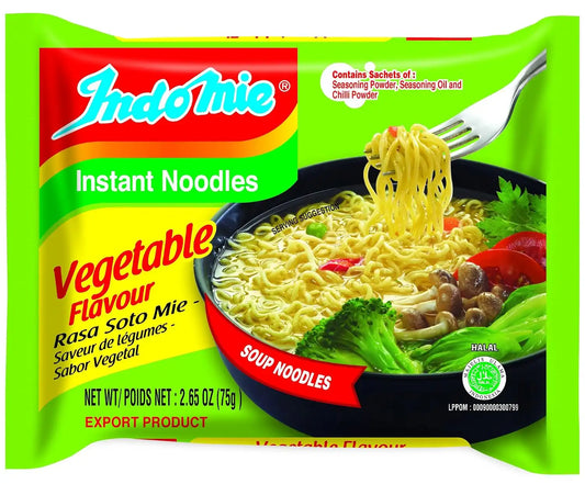 Indomie Instant Noodle Soup Vegetable Flavour, Vegetable, 79.5 Ounce(Pack of30)